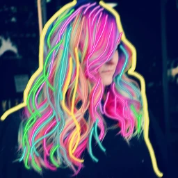 wapneonoutlines colour neon fantasy wig